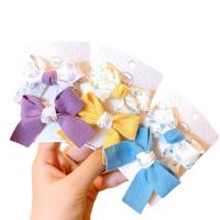Children Hair Accessory Cloth with Zinc Alloy Bowknot for children 60mm Sold By Lot