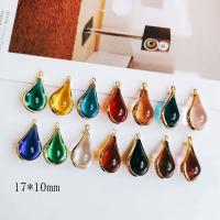 Glass Pendant with Brass Teardrop gold color plated faceted 20/Bag Sold By Bag