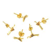 Cubic Zirconia Micro Pave Brass Earring Cup micro pave cubic zirconia & for woman golden Sold By Pair