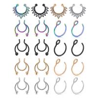 Stainless Steel Nose Piercing Jewelry plated Unisex & with rhinestone 9mm Sold By Set
