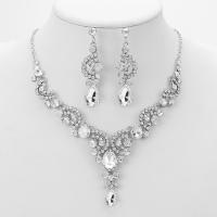 Rhinestone Jewelry Sets Zinc Alloy plated 2 pieces & for woman & with rhinestone 65mm Length Approx 19.68 Inch Sold By Set