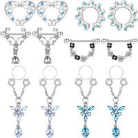 Stainless Steel Nipple Ring plated 12 pieces & for woman & with rhinestone 8mm Sold By Set