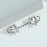 Stainless Steel Nipple Ring plated for woman & with rhinestone silver color Sold By PC