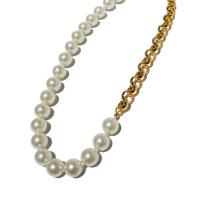 Collares de perlas de cristal, metal, con Perlas de vidrio, 18K chapado en oro, para mujer, color mixto, 14mm, longitud 56 cm, Vendido por UD