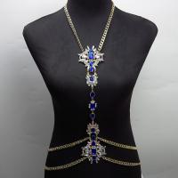 Zinc Alloy Body Chain with acrylic rhinestone gold color plated for woman Length Approx 21.65 Inch Sold By PC
