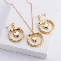 Fashion Stainless Steel Jewelry Sets Stud Earring & pendant 316L Stainless Steel gold color plated three pieces & for woman Sold By Set