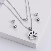 Fashion Stainless Steel Jewelry Sets Stud Earring & pendant 316L Stainless Steel Claw plated three pieces & for woman & hollow Sold By Set