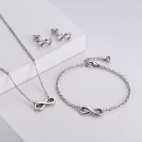 Fashion Stainless Steel Jewelry Sets Stud Earring & pendant & bracelet 316L Stainless Steel Number 8 three pieces & for woman original color Length Approx 7.6 Inch Sold By Set
