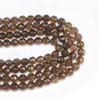 Perles naturelles Quartz fumé, Rond, DIY & facettes, couleur de café, Vendu par 38 cm brin