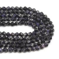 Blue Goldstone Beads, Blauwe zandsteen, Ronde, Gesneden ster & DIY, blauw, Per verkocht 38 cm Strand