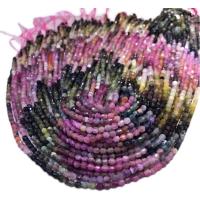 Toermalijn Kraal, Lantaarn, DIY & gefacetteerde, gemengde kleuren, 4x4.50mm, Per verkocht 38 cm Strand