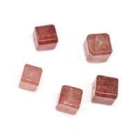 Φυσικό χαλαζία κοσμήματα χάντρες, Strawberry Quartz, Κύβος, DIY, ροζ, 12x12mm, Sold Με PC
