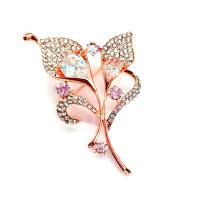 Rhinestone Brooch Zinc Alloy real gold plated fashion jewelry & for woman & with rhinestone Sold By PC