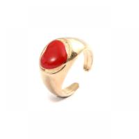 Zinc Alloy Cuff Finger Ring with enamel Heart gold color plated Unisex 5mm Sold By PC