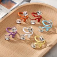 Zinc Alloy Cuff Finger Ring with acrylic rhinestone & enamel plated for woman 3mm Sold By PC