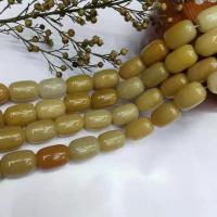 Jade amarillo Abalorio, Tambor, pulido, Bricolaje, color mixto, Vendido para 38 cm Sarta