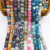 Perles agates effloresces naturelles , agate effleurant, cube, poli, DIY & mat, plus de couleurs à choisir, 7x8mm, Vendu par 38 cm brin