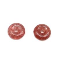 Granos de la joyería de cuarzo natural, Strawberry cuarzo, Donut, Bricolaje, Rojo, 12x5mm, Vendido por UD