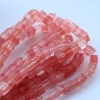 Grânulos de quartzo natural jóias, quartzo cerejaq, Cubo, polido, DIY, vermelho, 6x6mm, 63PCs/Strand, vendido para 39 cm Strand