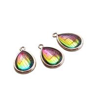 Brass Jewelry Pendants with Glass Teardrop mixed colors Sold By PC