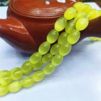 Cats Eye Jewelry Beads Oval polished DIY yellow camouflage Sold Per 38 cm Strand