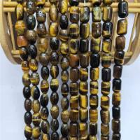 Tiger Eye Beads, Drum, poleret, du kan DIY, blandede farver, Solgt Per 38 cm Strand