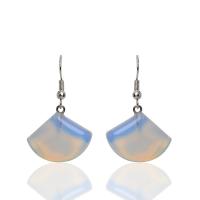 Opaliet oorbellen, Zinc Alloy, met Sea Opal, handgemaakt, voor vrouw, gemengde kleuren, 20x35mm, Verkocht door PC