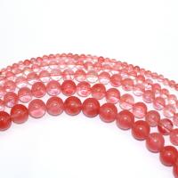 Luonnollinen kvartsi Korut helmet, Cherry kvartsi, Pyöreä, tee-se-itse, punainen, Myyty Per 40 cm Strand