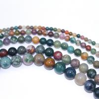 Prirodni indijski ahat perle, Indijski Agate, Krug, možete DIY, miješana boja, Prodano Per 40 cm Strand