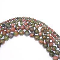 Perline Unakite, verde fiore, Cerchio, DIY, colori misti, Venduto per 40 cm filo