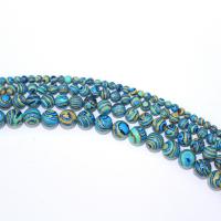 Malachit Perlen, rund, DIY, blau, verkauft per 40 cm Strang