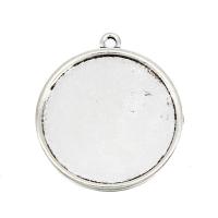 Zinc Alloy Pendant Cabochon Setting Round plated for time gem cabochon & double-sided silver color 25mm Sold By Bag