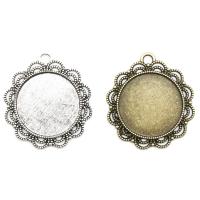 Zinc Alloy Pendant Cabochon Setting Round plated for time gem cabochon 25mm Sold By Bag