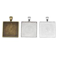 Zinc Alloy Pendant Cabochon Setting Square plated for time gem cabochon 20mm Sold By Bag