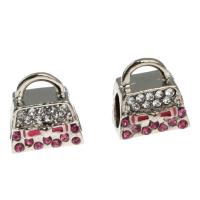 Zinc Alloy European Beads Handbag DIY & with rhinestone mixed colors Sold By PC
