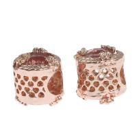 Zinc Alloy European Beads Column DIY & with rhinestone rose gold color Sold By PC