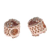 Zinc Alloy European Beads DIY & with rhinestone rose gold color Sold By PC