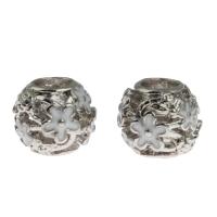 Zinc Alloy European Beads Round DIY & enamel silver color Sold By PC