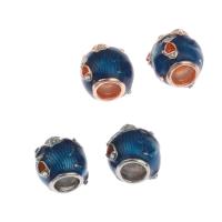 Zinc Alloy European Beads Round DIY & enamel & with rhinestone Sold By PC