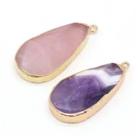 Gemstone Pendants Jewelry Natural Stone Teardrop plated DIY Sold By PC