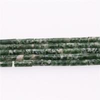 Perline pietra con chiazze verdi, pietra chiazza verde, Colonna, lucido, DIY, verde, 4x13mm, Venduto per 39 cm filo