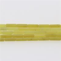 Jadeit Perlen, Zitronen Jade, Zylinder, poliert, DIY, grün, 4x13mm, verkauft per 39 cm Strang