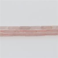 Luonnollinen Ruusukvartsi helmiä, Sarake, kiiltävä, tee-se-itse, vaaleanpunainen, 4x13mm, Myyty Per 39 cm Strand