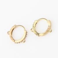Brass Huggie Hoop Earring Finding Round micro pave cubic zirconia golden Sold By PC