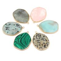 Gemstone Pendants Jewelry Natural Stone plated DIY Sold By PC