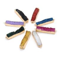 Gemstone Connector Natural Stone Rectangle plated DIY Sold By PC