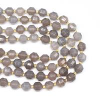 Natural Grey Agate perler, Grå Agate, med Seedbead, Lantern, du kan DIY & facetteret, grå, 9x10mm, Solgt Per 38 cm Strand