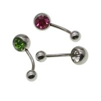 Stainless Steel Belly Ring with rhinestone Sold By PC