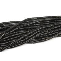 الخرز العقيق الأسود الطبيعي, عمود, ديي, أسود, 8x11mm, تباع لكل 38 سم حبلا
