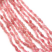 Φυσικό χαλαζία κοσμήματα χάντρες, Strawberry Quartz, Nuggets, DIY, ροζ, 6-8mm, Sold Per 38 cm Strand